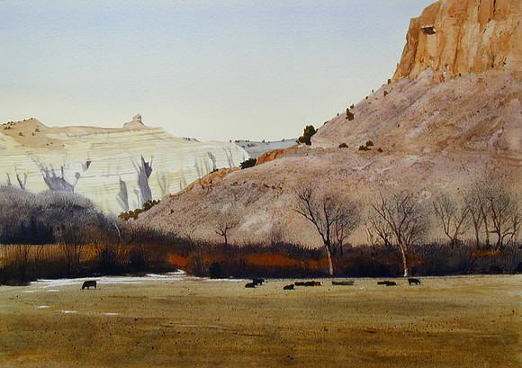 angus in the distance |watercolor | 14 x 20 SOLD