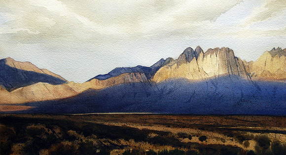 organs under clouds |watercolor | 11 x 21