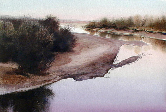 river glow |watercolor | 10 x 16 SOLD