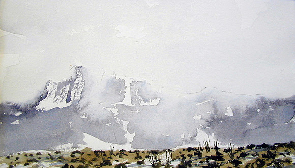 mountain clouds sketch  |watercolor | 5 x 7 SOLD
