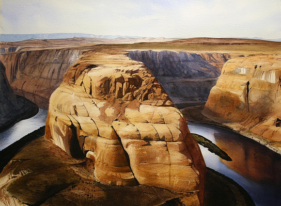 view over horseshoe bend |watercolor | 22 x 30 SOLD