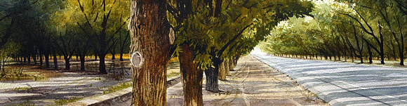 down route 28 |watercolor | 6 x 20 SOLD