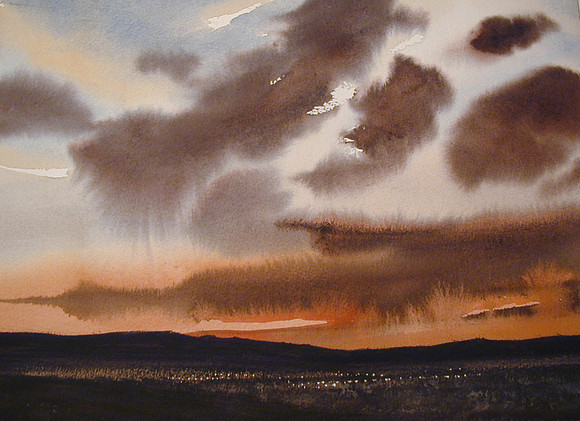 citylights  |watercolor | 10 x 16 SOLD