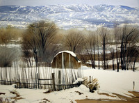 barn in winter snow | watercolor | 22 x 30 GICLEE AVAILABLE