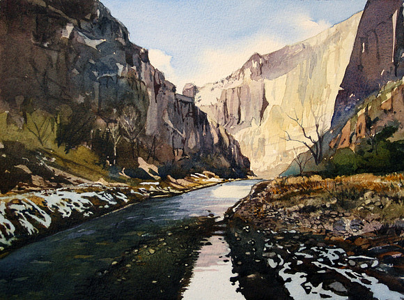 through the canyon | watercolor | 9 x 12 SOLD