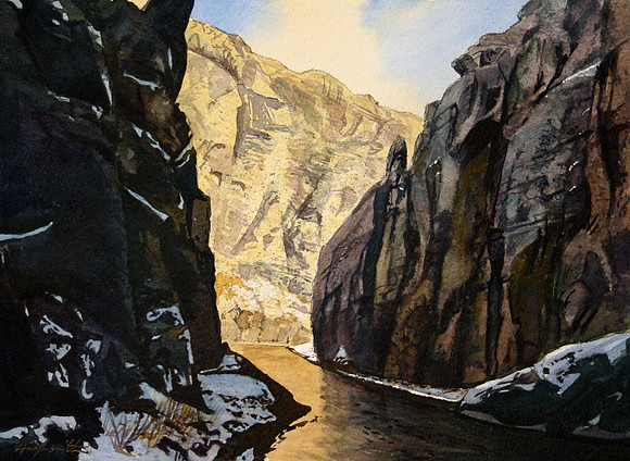 light on canyon wall | watercolor | 9 x 12