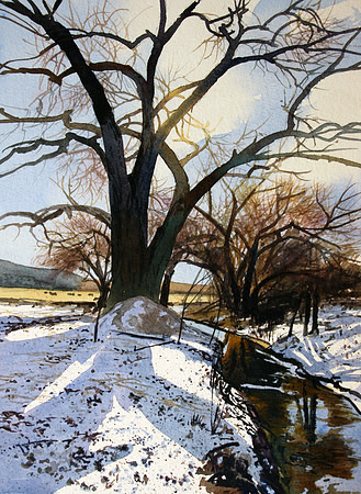 winter shadows | watercolor | 12 x 9 SOLD