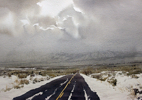 road into winter |watercolor | 14 x 20 SOLD
