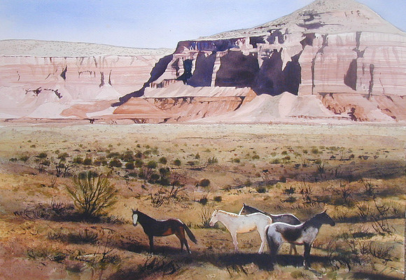 four horses |watercolor | 14 x 20 SOLD