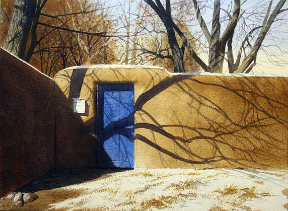 blue door |watercolor | 14 x 20 SOLD