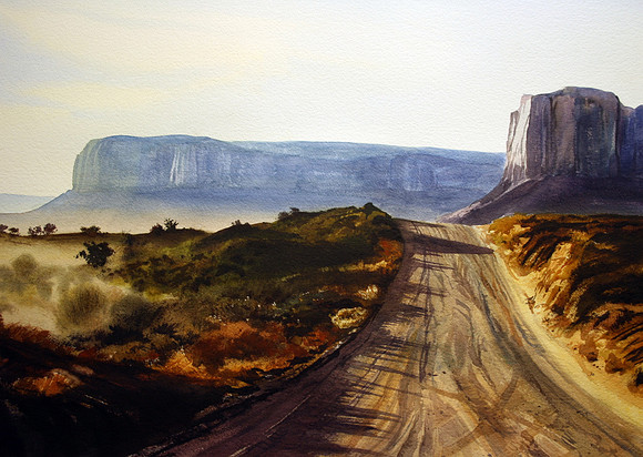 monument valley road | watercolor | 21 x 30