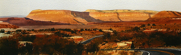 utah highway | watercolor | 8 x 20 SOLD