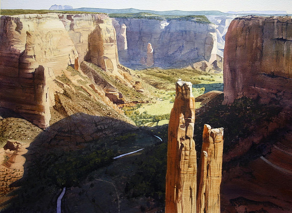 shadow behind spider rock | watercolor | 14 x 20 SOLD