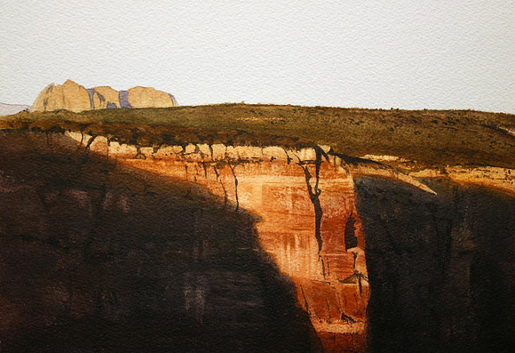 last light in the canyon | watercolor | 10 x 16 SOLD