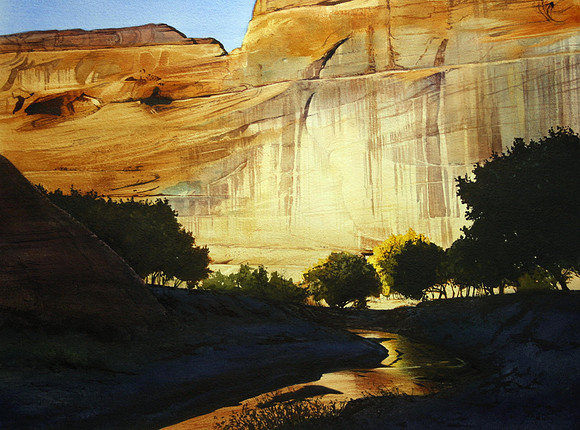 wall reflected in the water |watercolor | 22 x 30 SOLD