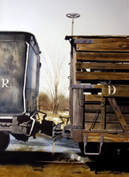 wooden boxcar | watercolor | 30 x 22 SOLD | GICLEE AVAILABLE