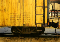 yellow boxcar |watercolor | 14 x 20