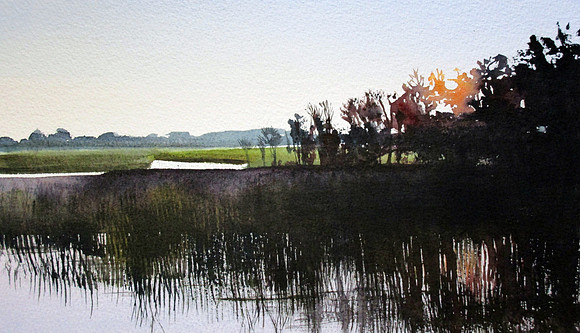 sun going down | watercolor | 8 x 12