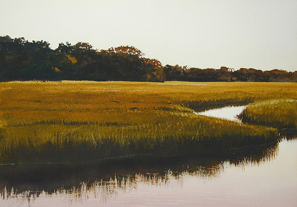around the marsh | watercolor | 14 x 20 SOLD