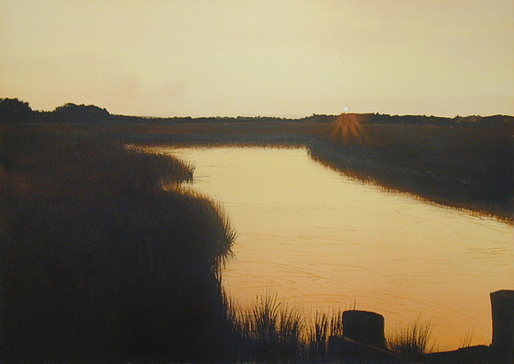 sunset from the dock | watercolor | 14 x 20 SOLD