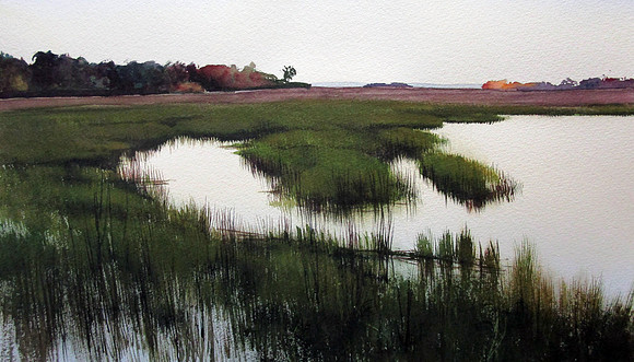 marsh morning | watercolor | 15 x 21