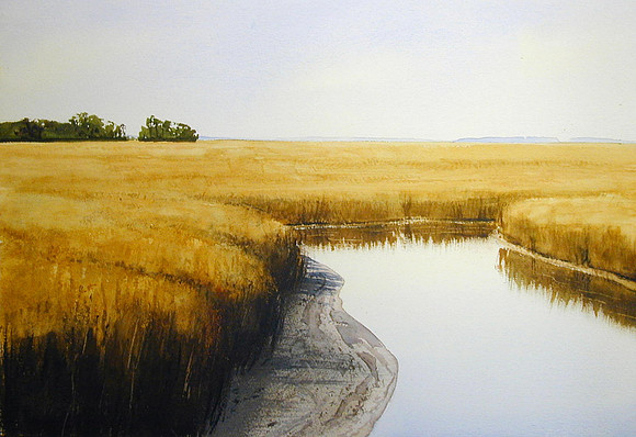 gold marsh grasses | watercolor | 14 x 20 SOLD