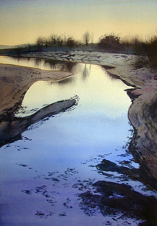 evening on the river  |watercolor | 20 x 14 SOLD