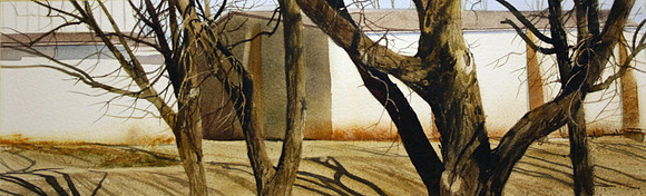 at the pecan farm |watercolor | 8 x 20