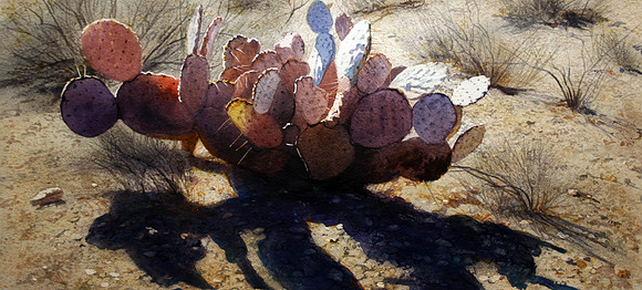 purple cacti | watercolor | 13.5 x 29 • SOLD