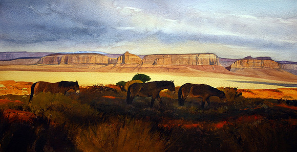 light in the valley | watercolor | 15 x 29 • SOLD