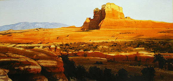 canyon in afternoon light |watercolor | 11 x 22 SOLD