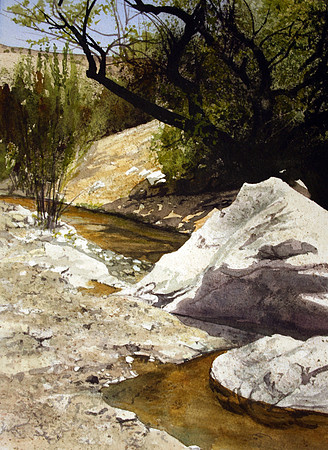rock and stream | watercolor | 12 x 9 • SOLD