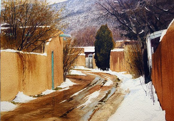 down the road, santa fe |watercolor | 10 x 16 SOLD