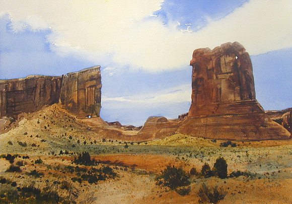 clouds over the monuments |watercolor | 14 x 20 SOLD