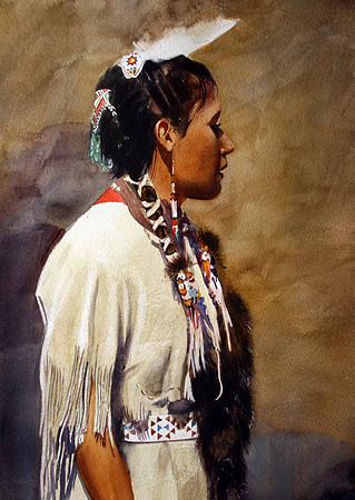 girl with white feather | watercolor | 20 x 14 • SOLD • GICLEE AVAILABLE