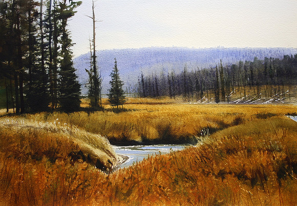 mountain valley stream | watercolor | 14 x 20