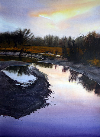 rio grande reflections | watercolor | 30 x 22
