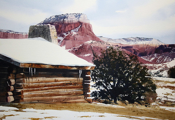 cabin at ghost ranch |watercolor | 14 x 20