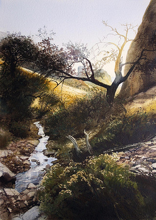 down to a trickle |watercolor | 20 x 14 SOLD