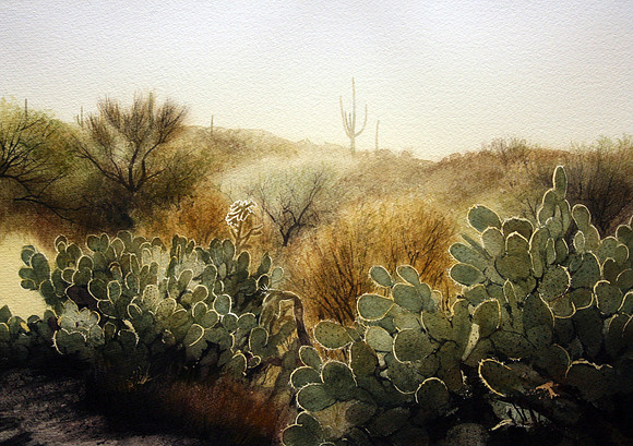 cacti in backlight |watercolor | 14 x 20