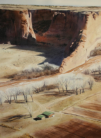 canyon farm |watercolor | 30 x 22