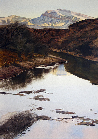 caballo and river view |watercolor | 20 x 14 SOLD - GICLEE AVAILABLE