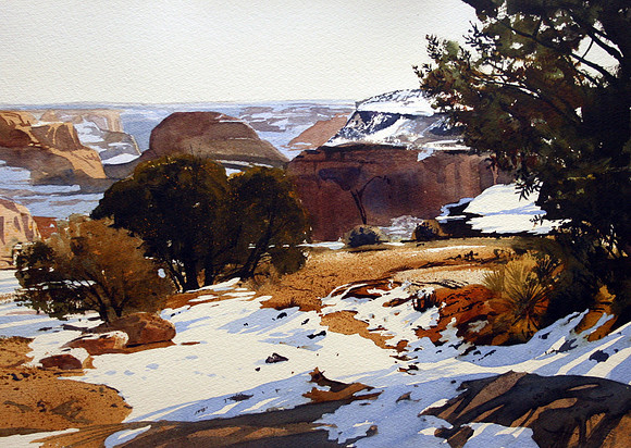 canyon snow |watercolor | 14 x 20 SOLD