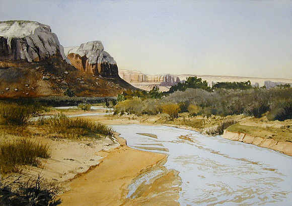 cottonwood river |watercolor | 14 x 20 SOLD