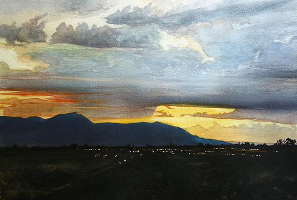 clouds to the west |watercolor | 14 x 20 SOLD