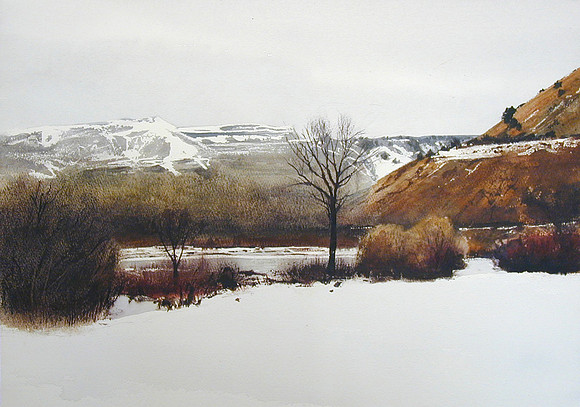 abiquiu winter |watercolor | 14 x 20