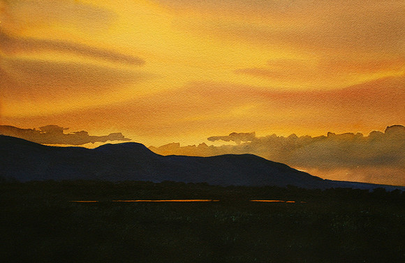 sky ablaze |watercolor | 14 x 20 SOLD