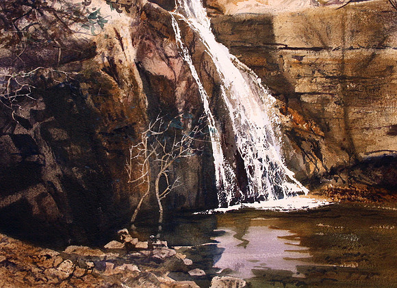 canyon waterfall |watercolor | 14 x 20 SOLD