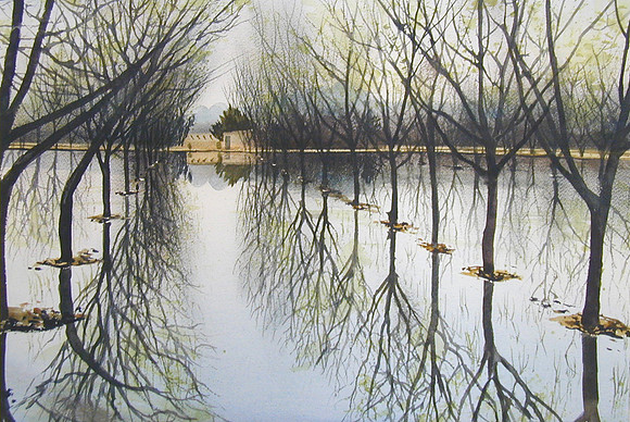 flooded |watercolor | 14 x 20 SOLD