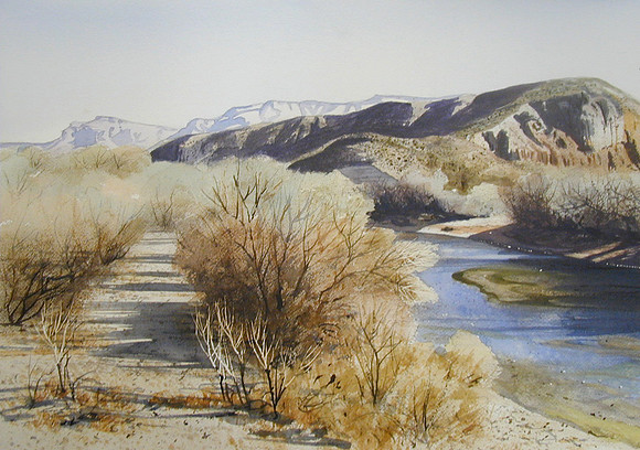trees beside the river |watercolor | 14 x 20 SOLD